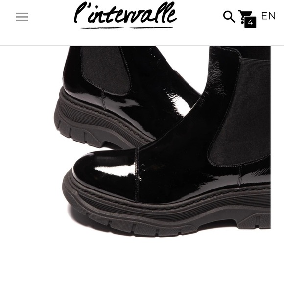 L’INTERVALLE Black Naplack Lug Sole Shoes - Picture 4 of 8